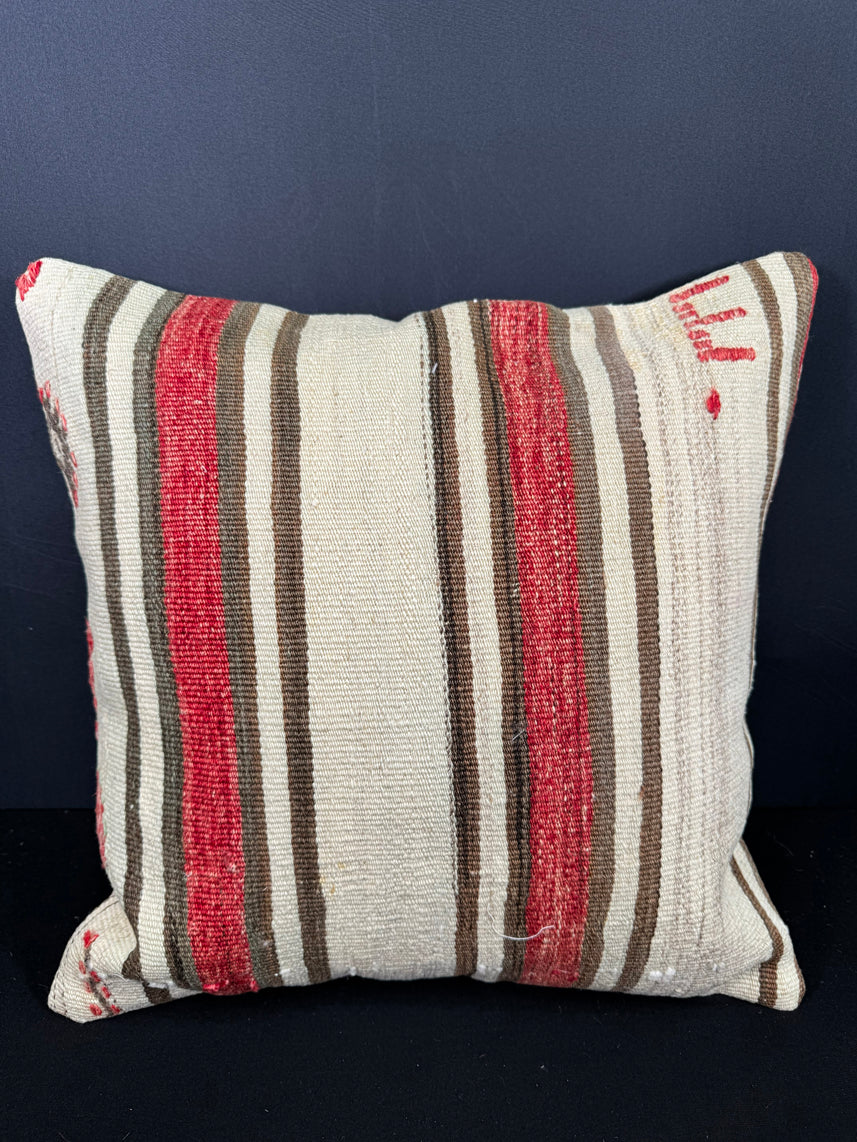 Turkish Hemp Pillow Cushion Natural Beige Red Cushion Cover 20x20 #30608