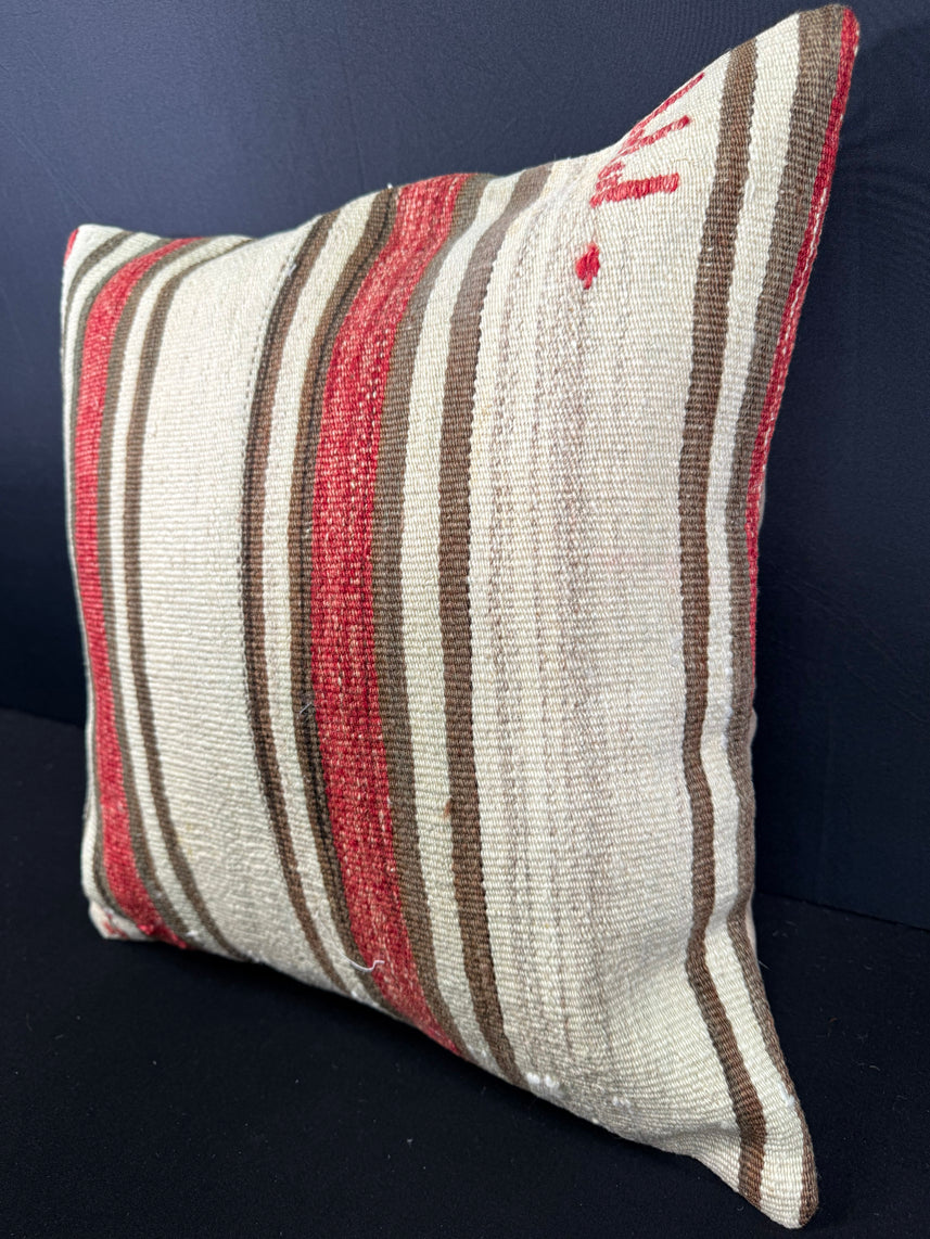 Turkish Hemp Pillow Cushion Natural Beige Red Cushion Cover 20x20 #30608