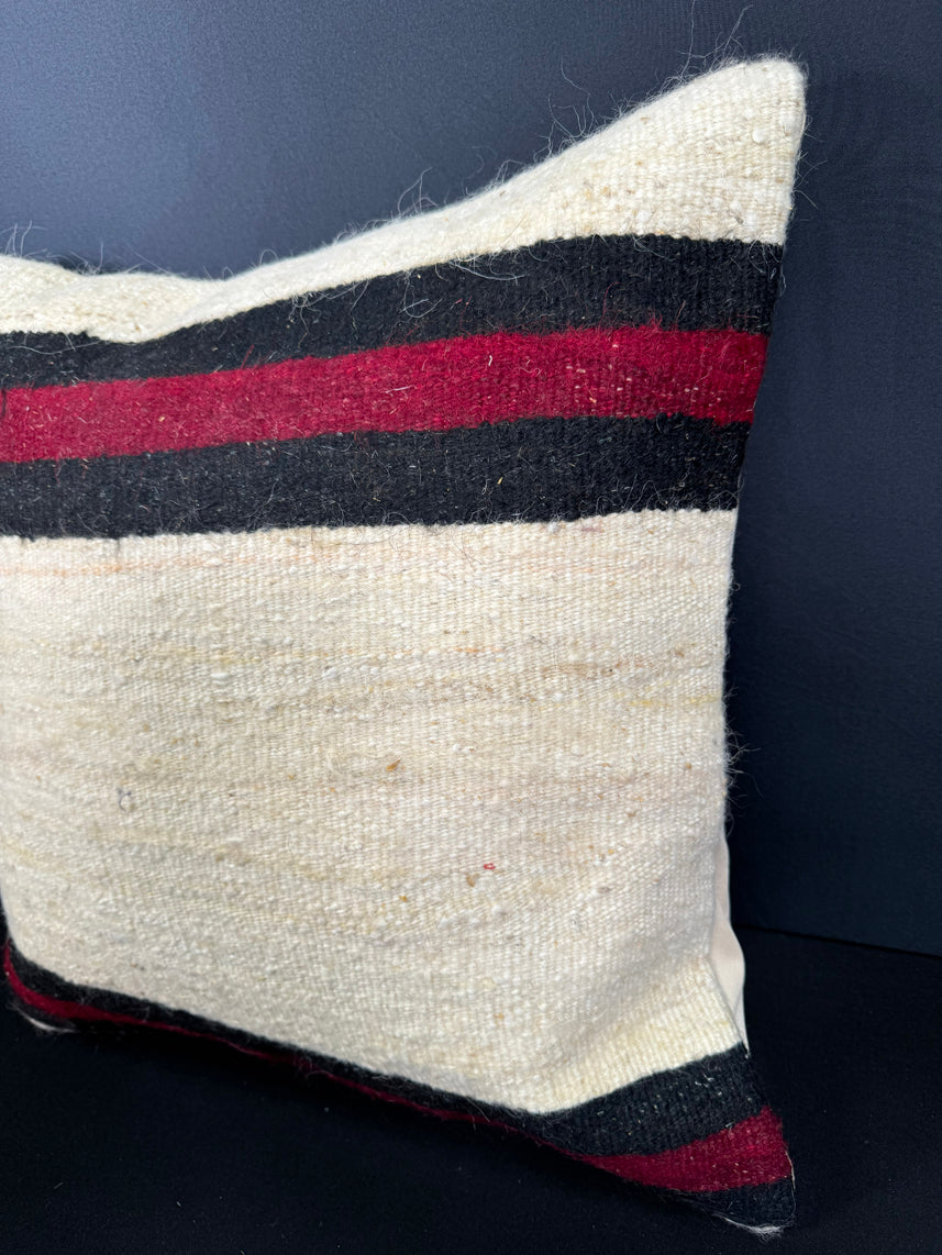 Turkish Hemp Pillow Cushion Natural Beige Black Cushion Cover 20x20 #30625
