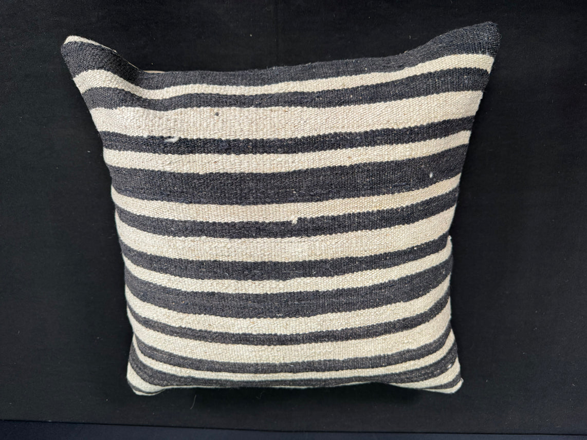 Turkish Hemp Pillow Cushion Natural Beige Black Cushion Cover 20x20 #30624