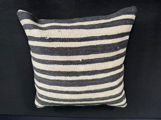 Turkish Hemp Pillow Cushion Natural Beige Black Cushion Cover 20x20 #30624