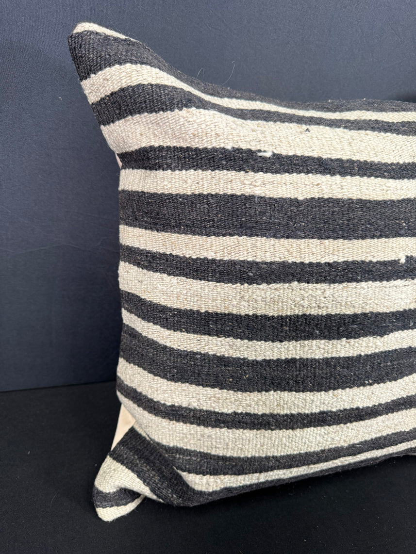 Turkish Hemp Pillow Cushion Natural Beige Black Cushion Cover 20x20 #30624