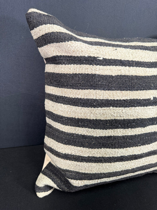 Turkish Hemp Pillow Cushion Natural Beige Black Cushion Cover 20x20 #30624