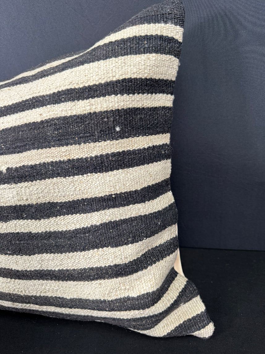 Turkish Hemp Pillow Cushion Natural Beige Black Cushion Cover 20x20 #30624
