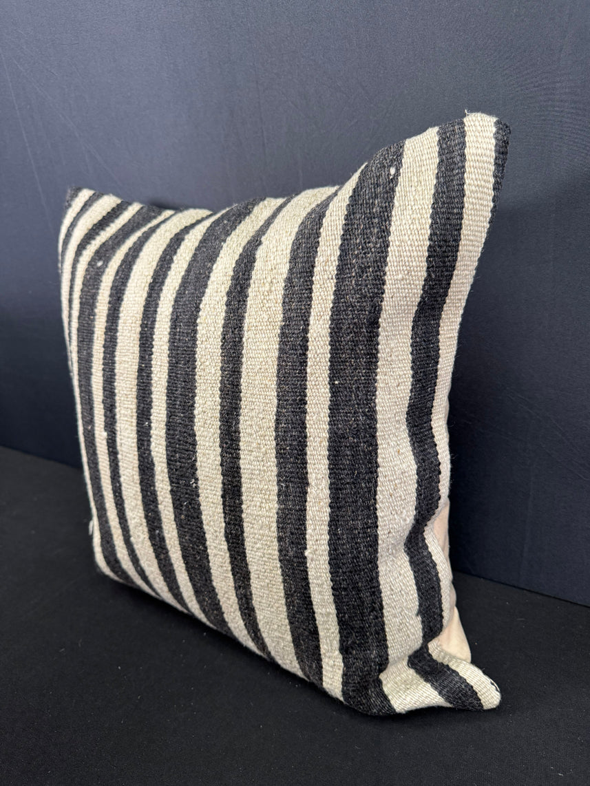 Turkish Hemp Pillow Cushion Natural Beige Black Cushion Cover 20x20 #30624