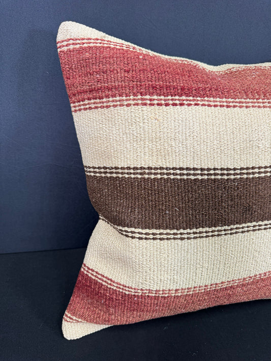 Turkish Hemp Pillow Cushion Natural Beige Red Cushion Cover 20x20 #30629