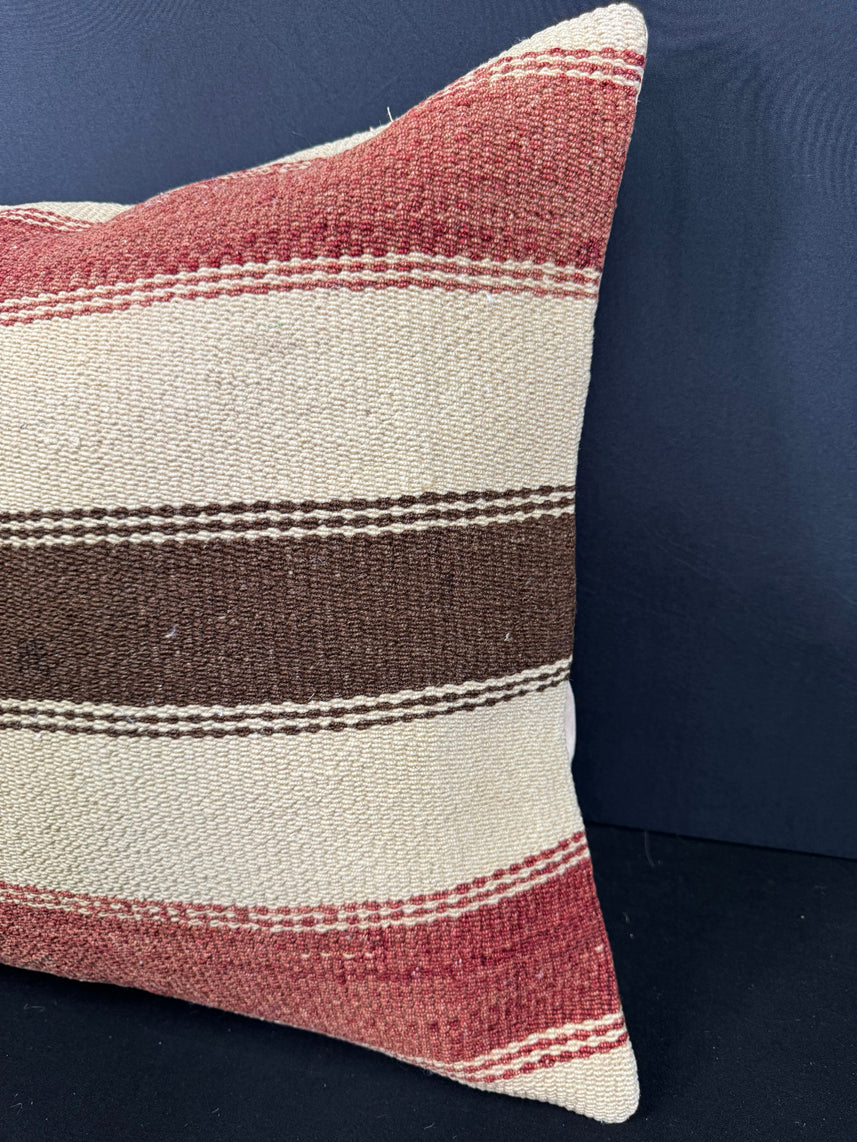 Turkish Hemp Pillow Cushion Natural Beige Red Cushion Cover 20x20 #30629