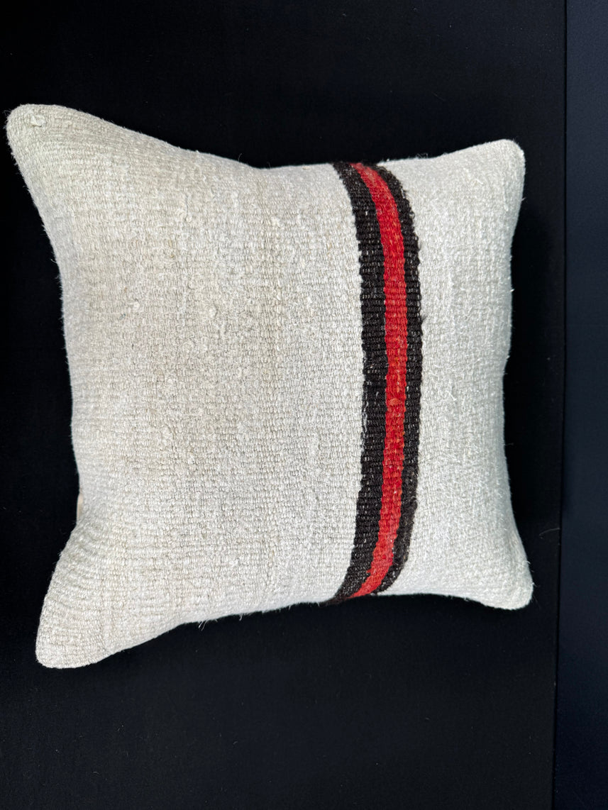 Turkish Hemp Pillow Cushion Natural Beige Black Cushion Cover 20x20 #30628