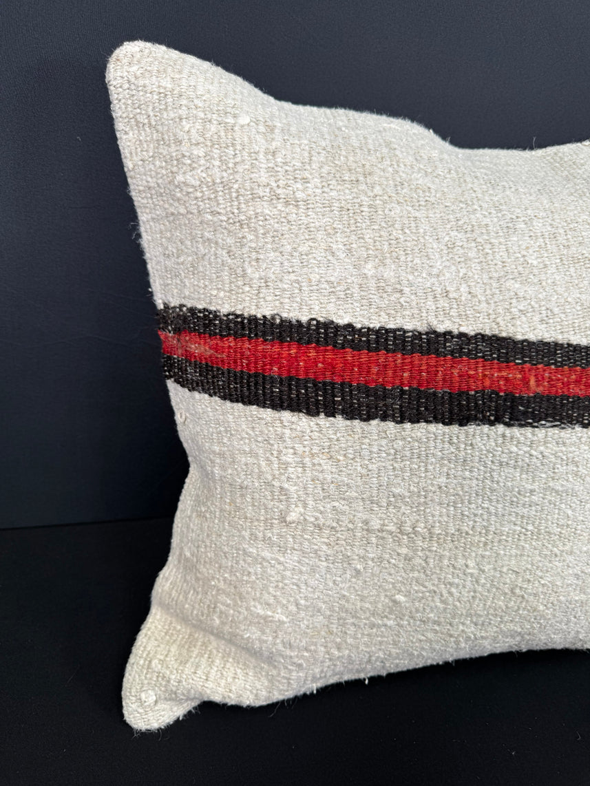 Turkish Hemp Pillow Cushion Natural Beige Black Cushion Cover 20x20 #30628