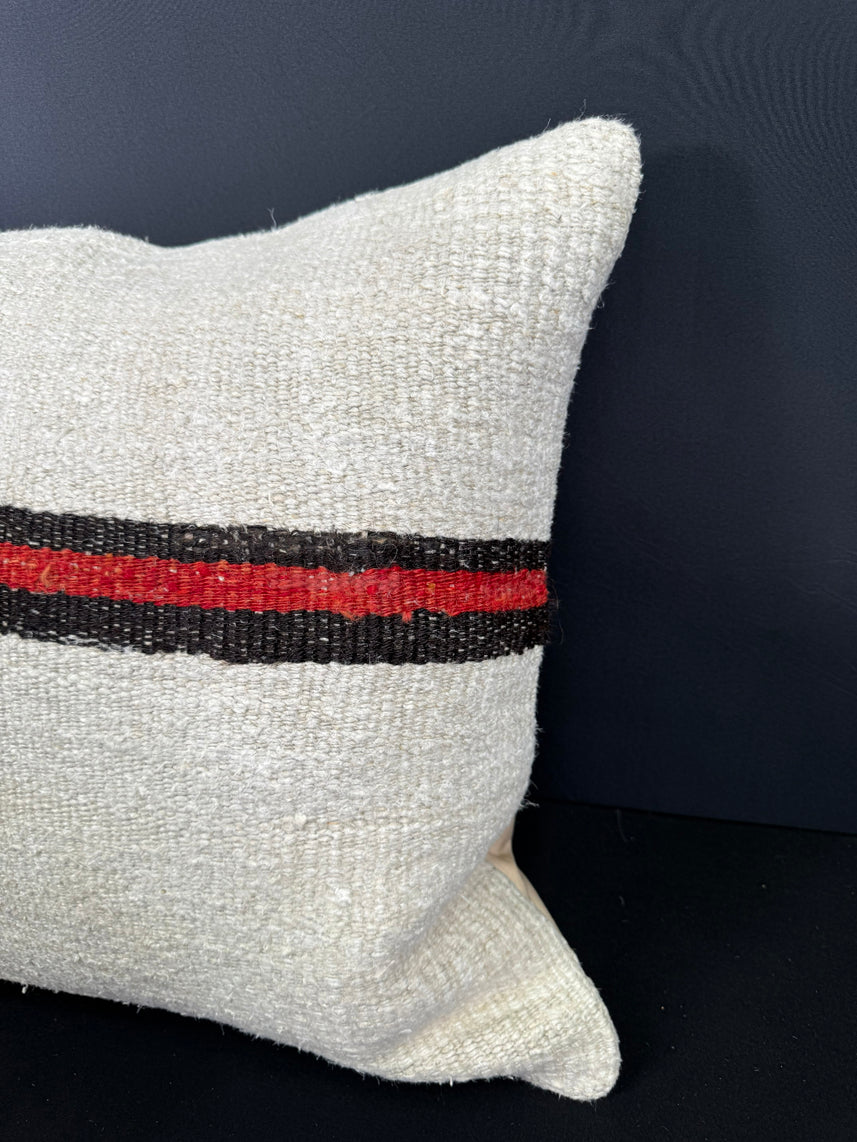 Turkish Hemp Pillow Cushion Natural Beige Black Cushion Cover 20x20 #30628