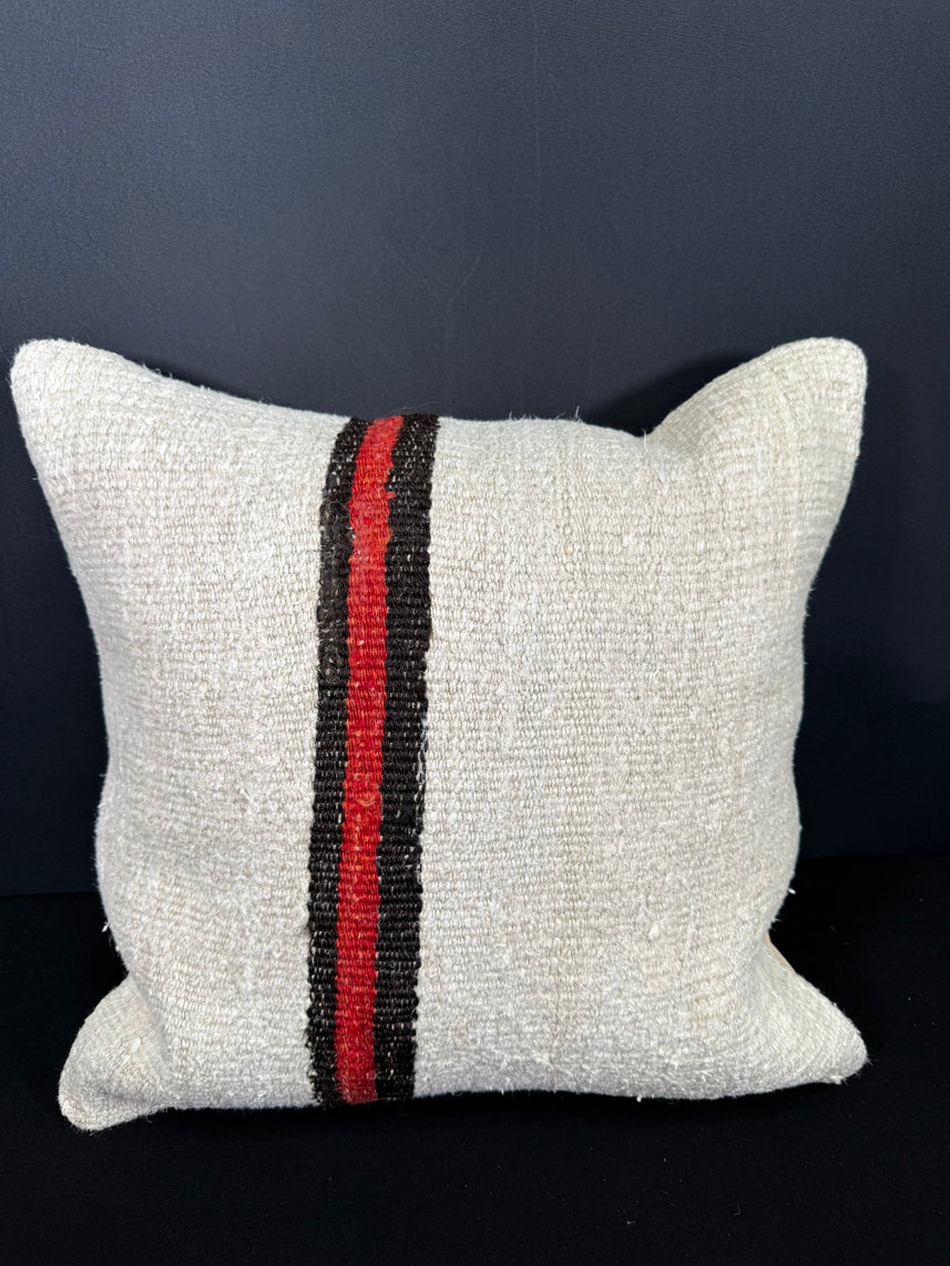 Turkish Hemp Pillow Cushion Natural Beige Black Cushion Cover 20x20 #30628