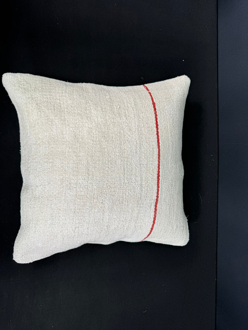Turkish Hemp Pillow Cushion Natural Beige Red Cushion Cover 20x20 #30606