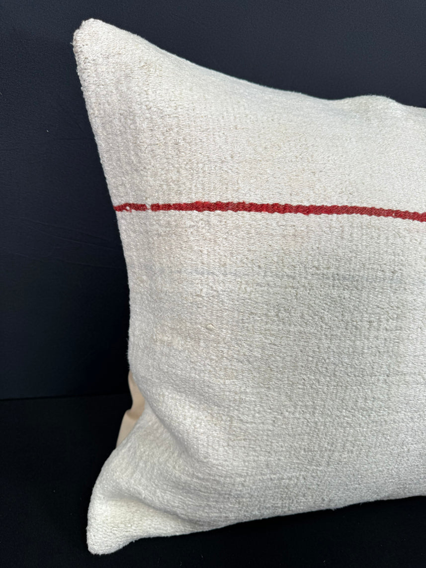 Turkish Hemp Pillow Cushion Natural Beige Red Cushion Cover 20x20 #30606