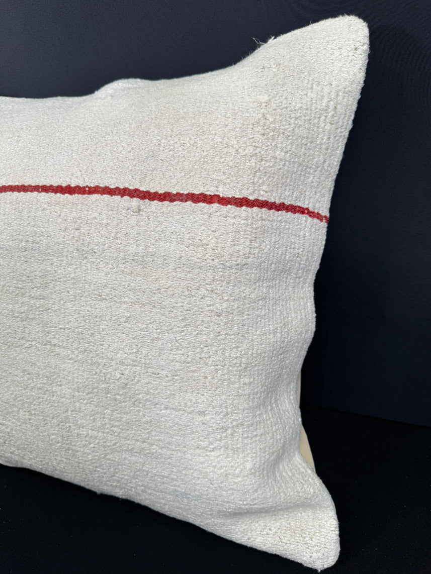 Turkish Hemp Pillow Cushion Natural Beige Red Cushion Cover 20x20 #30606