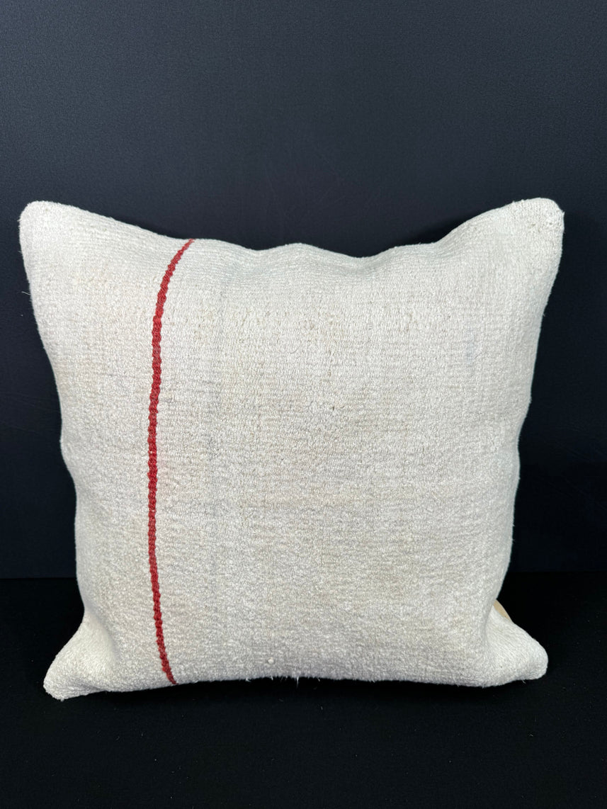 Turkish Hemp Pillow Cushion Natural Beige Red Cushion Cover 20x20 #30606