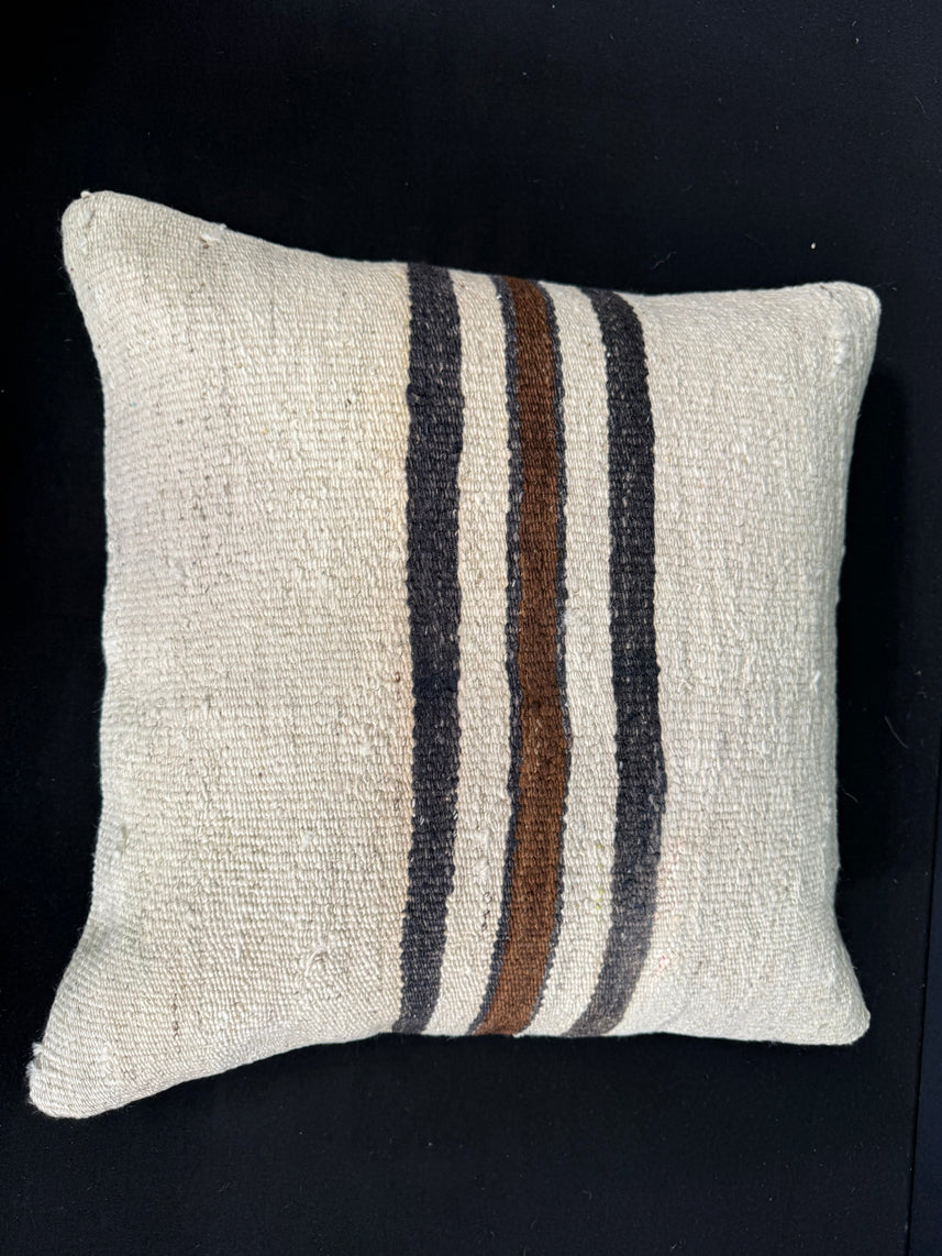 Turkish Hemp Pillow Cushion Natural Beige Black Cushion Cover 20x20 #30534