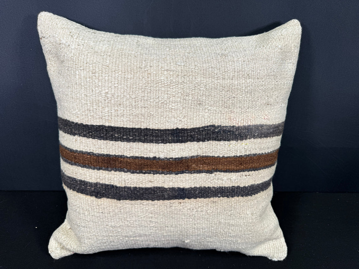 Turkish Hemp Pillow Cushion Natural Beige Black Cushion Cover 20x20 #30534