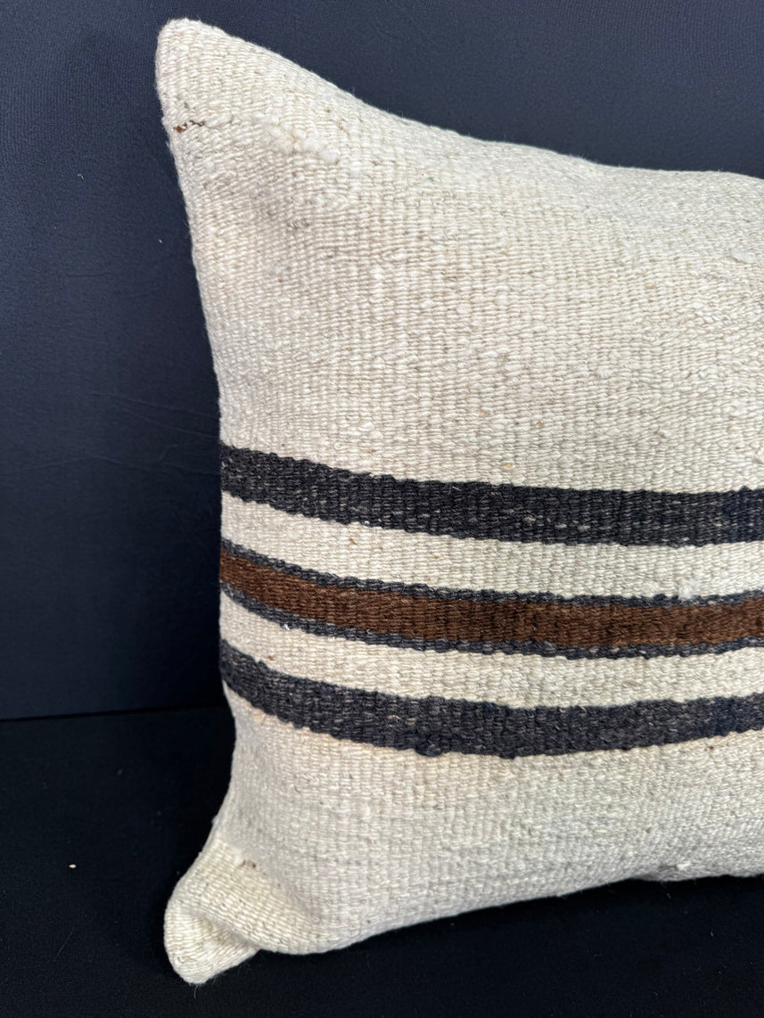 Turkish Hemp Pillow Cushion Natural Beige Black Cushion Cover 20x20 #30534