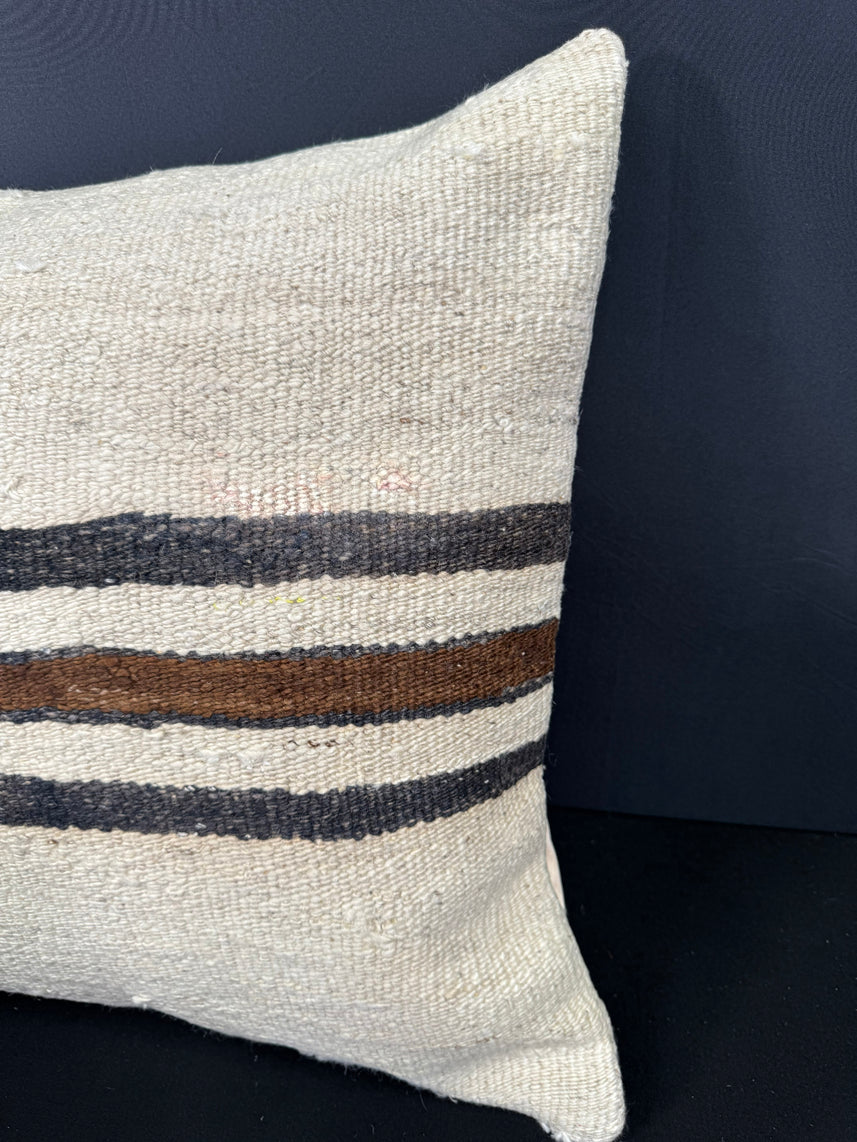 Turkish Hemp Pillow Cushion Natural Beige Black Cushion Cover 20x20 #30534