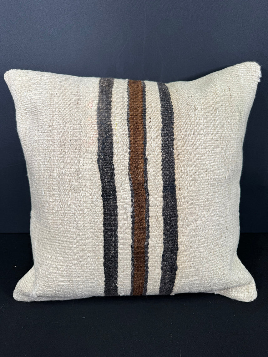Turkish Hemp Pillow Cushion Natural Beige Black Cushion Cover 20x20 #30534