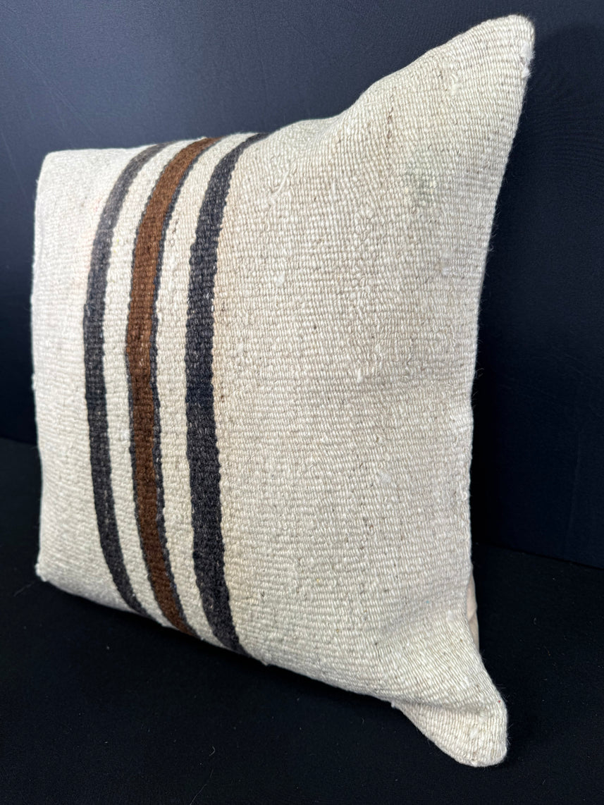 Turkish Hemp Pillow Cushion Natural Beige Black Cushion Cover 20x20 #30534