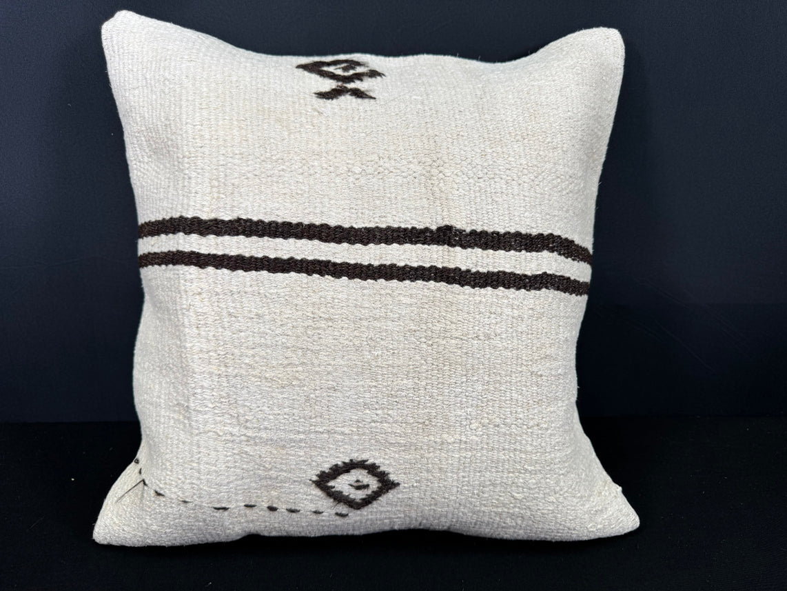 Turkish Hemp Pillow Cushion Natural Beige Black Cushion Cover 20x20 #30671
