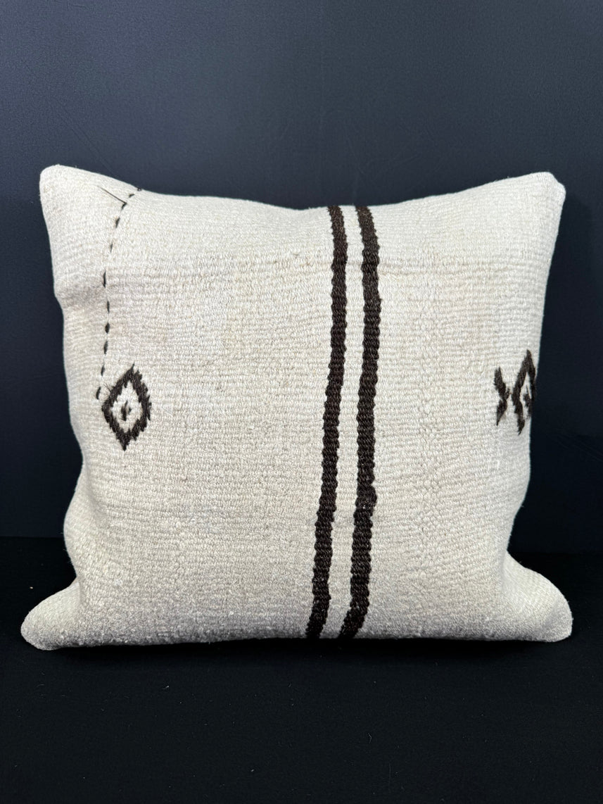 Turkish Hemp Pillow Cushion Natural Beige Black Cushion Cover 20x20 #30671