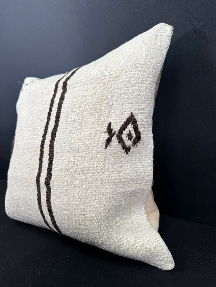 Turkish Hemp Pillow Cushion Natural Beige Black Cushion Cover 20x20 #30671