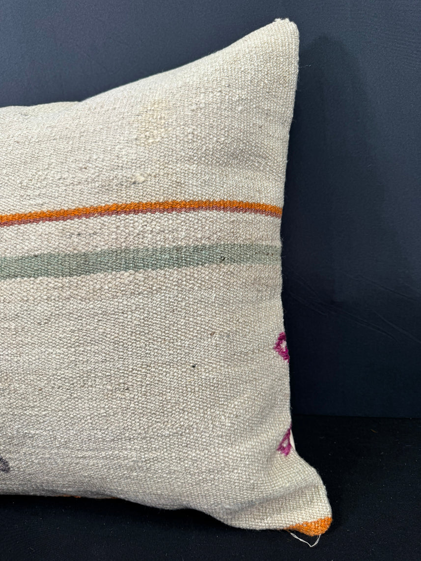 Turkish Hemp Pillow Cushion Natural Beige Orange Cushion Cover 20x20 #30533