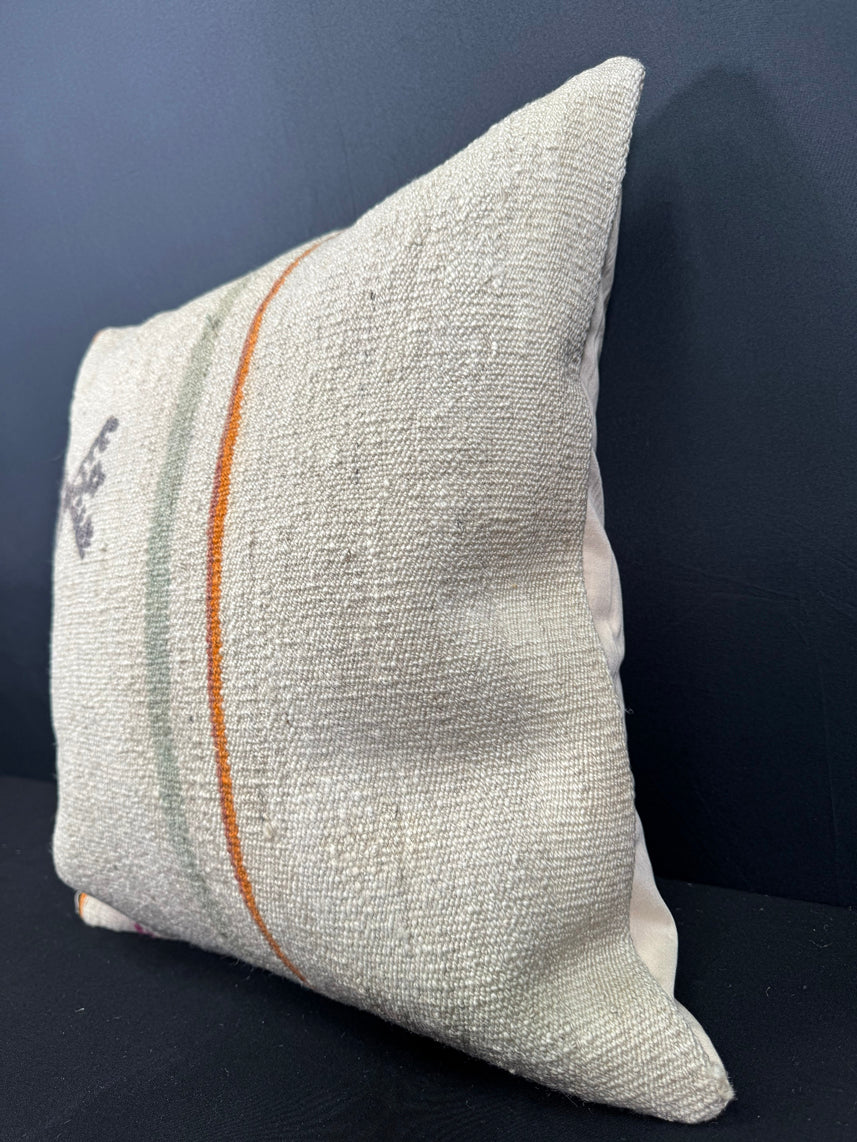 Turkish Hemp Pillow Cushion Natural Beige Orange Cushion Cover 20x20 #30533