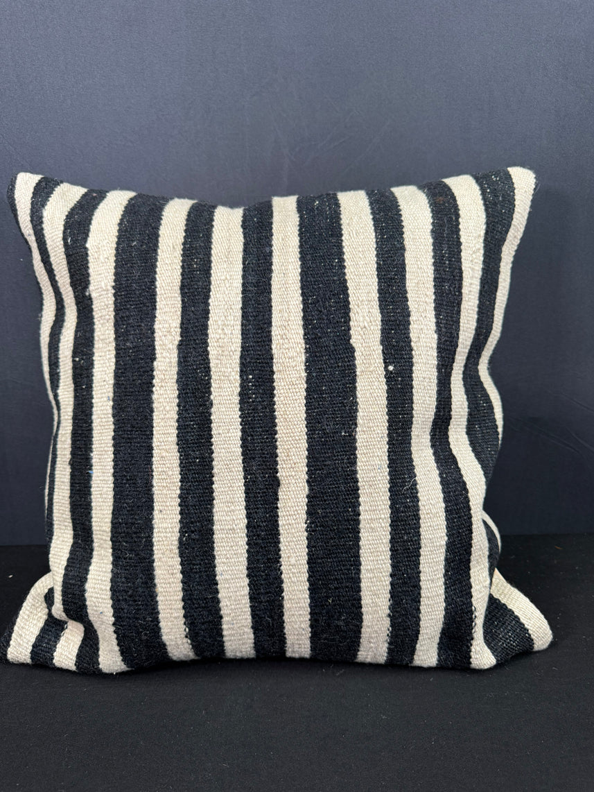 Turkish Hemp Pillow Cushion Natural Beige Black Cushion Cover 20x20 #30627