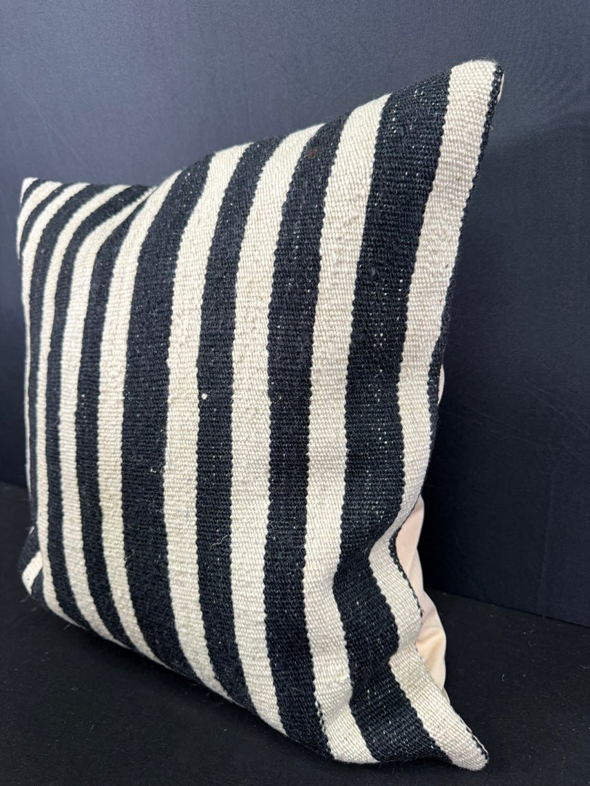 Turkish Hemp Pillow Cushion Natural Beige Black Cushion Cover 20x20 #30627