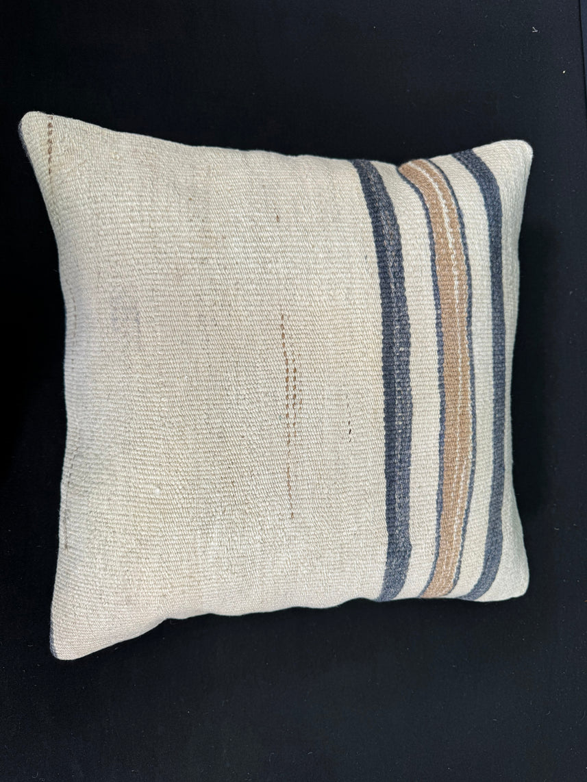Turkish Hemp Pillow Cushion Natural Beige Blue Cushion Cover 20x20 #30679