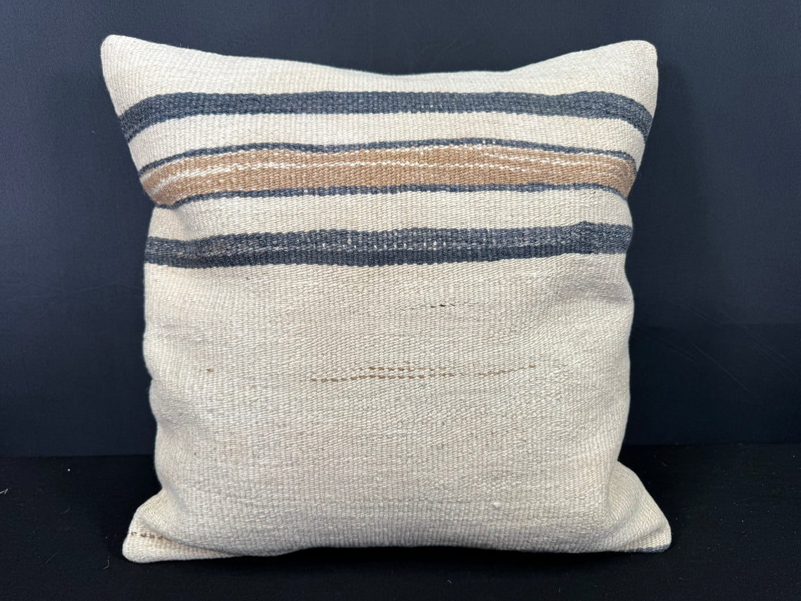 Turkish Hemp Pillow Cushion Natural Beige Blue Cushion Cover 20x20 #30679