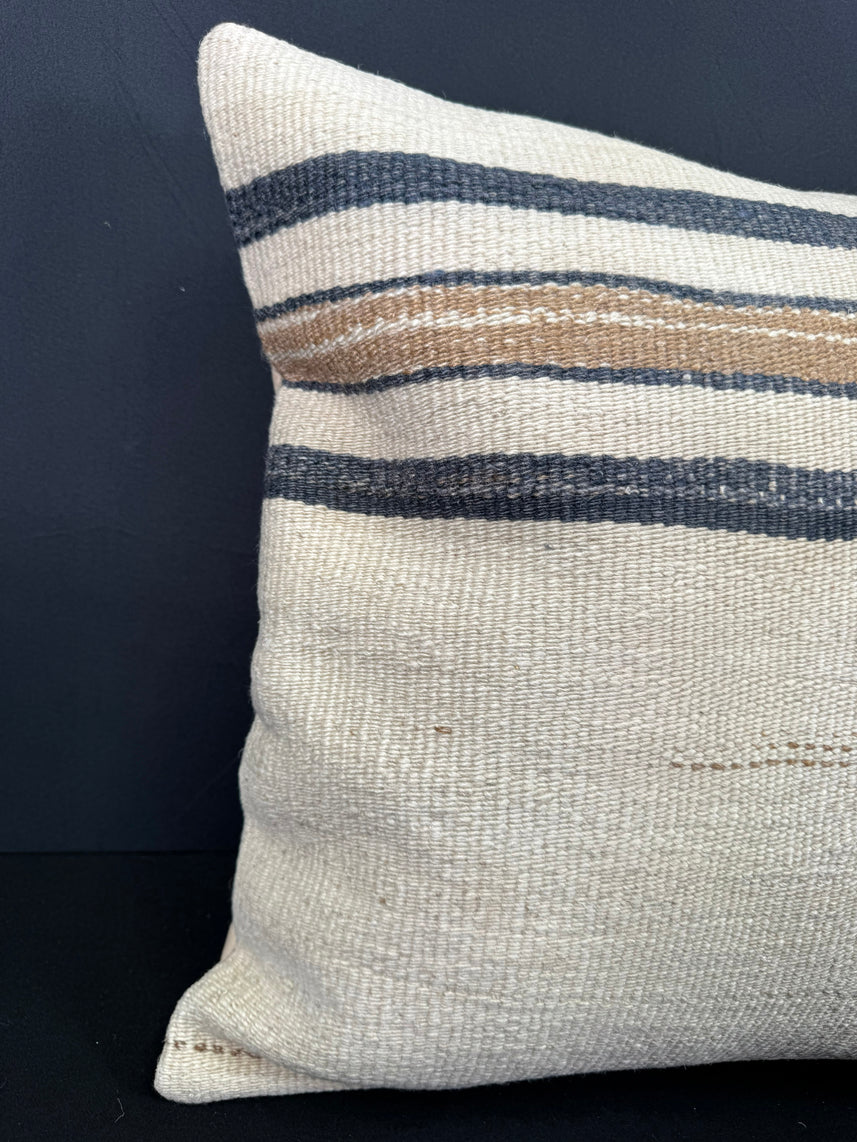 Turkish Hemp Pillow Cushion Natural Beige Blue Cushion Cover 20x20 #30679