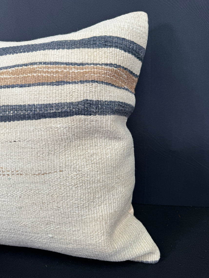 Turkish Hemp Pillow Cushion Natural Beige Blue Cushion Cover 20x20 #30679