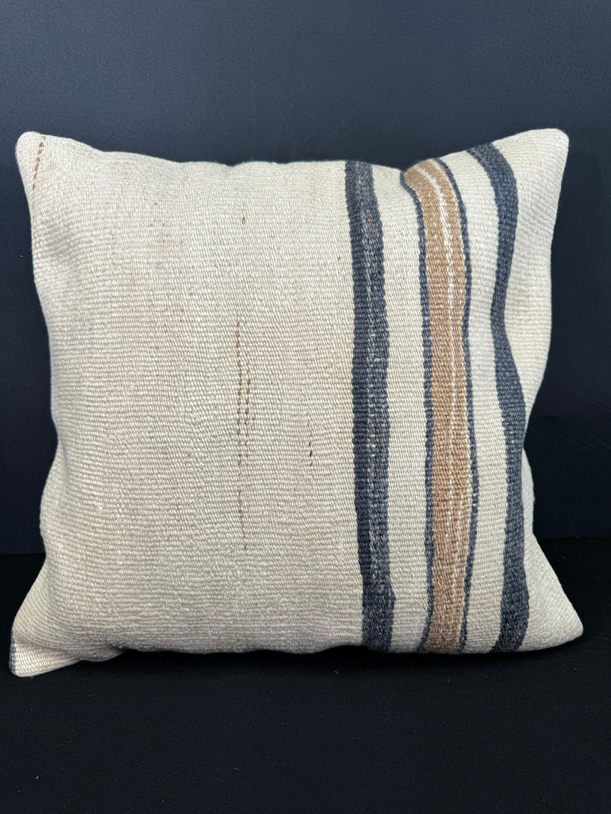 Turkish Hemp Pillow Cushion Natural Beige Blue Cushion Cover 20x20 #30679