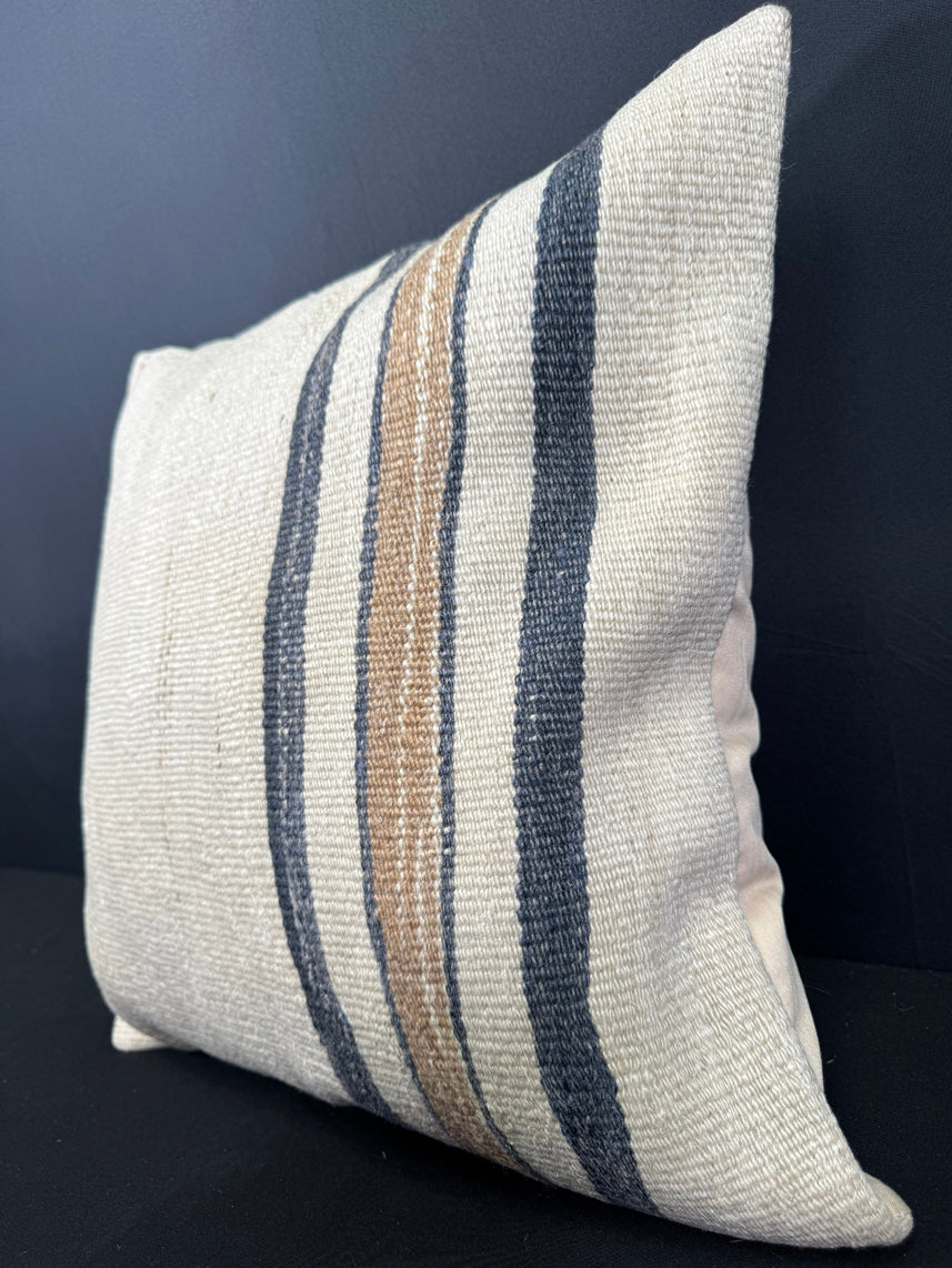 Turkish Hemp Pillow Cushion Natural Beige Blue Cushion Cover 20x20 #30679