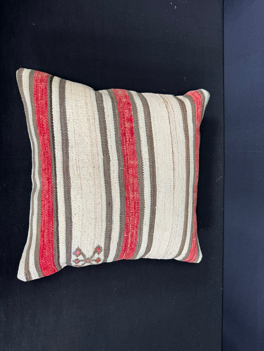 Turkish Hemp Pillow Cushion Natural Beige Red Cushion Cover 20x20 #30678