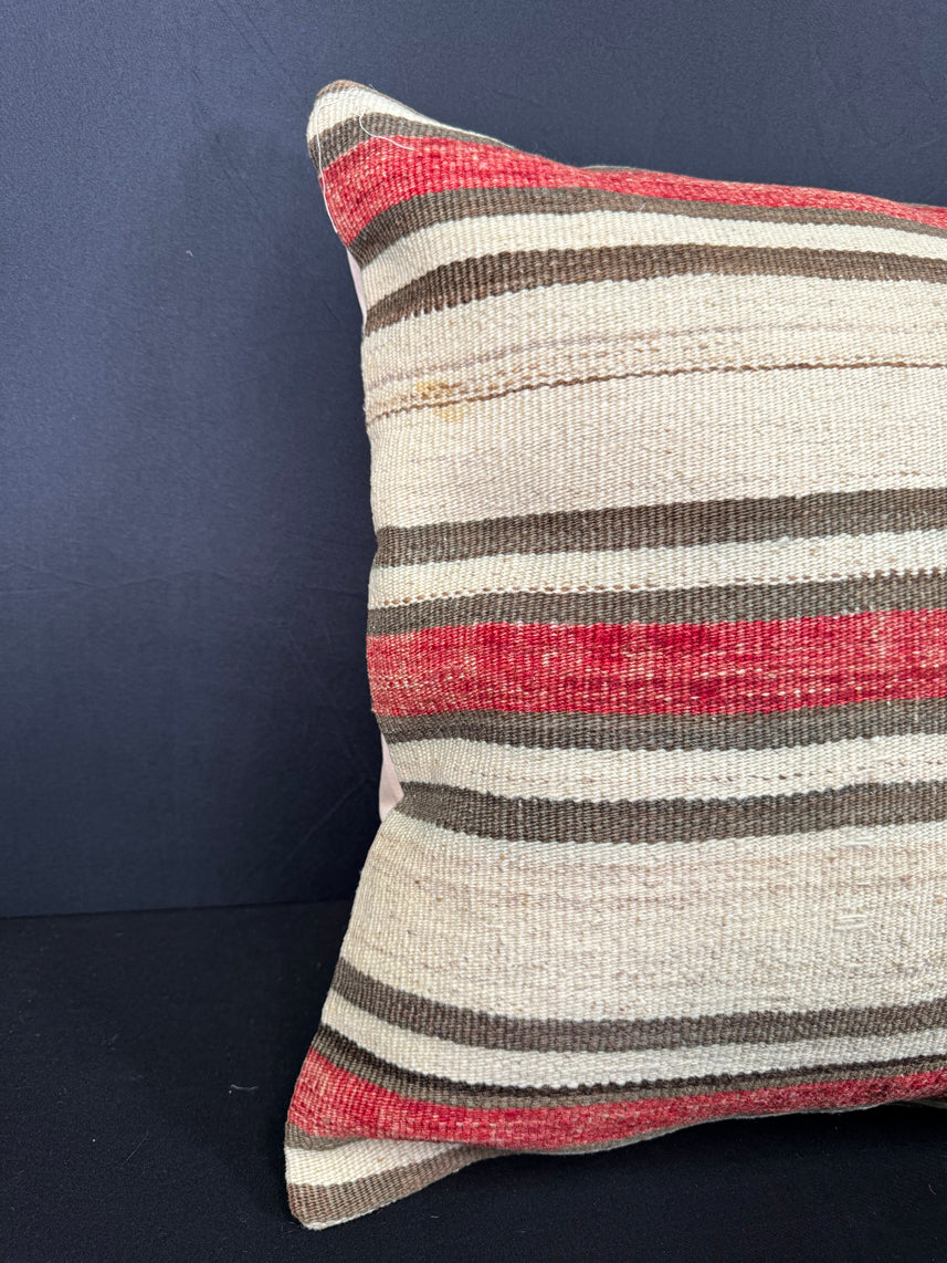 Turkish Hemp Pillow Cushion Natural Beige Red Cushion Cover 20x20 #30678
