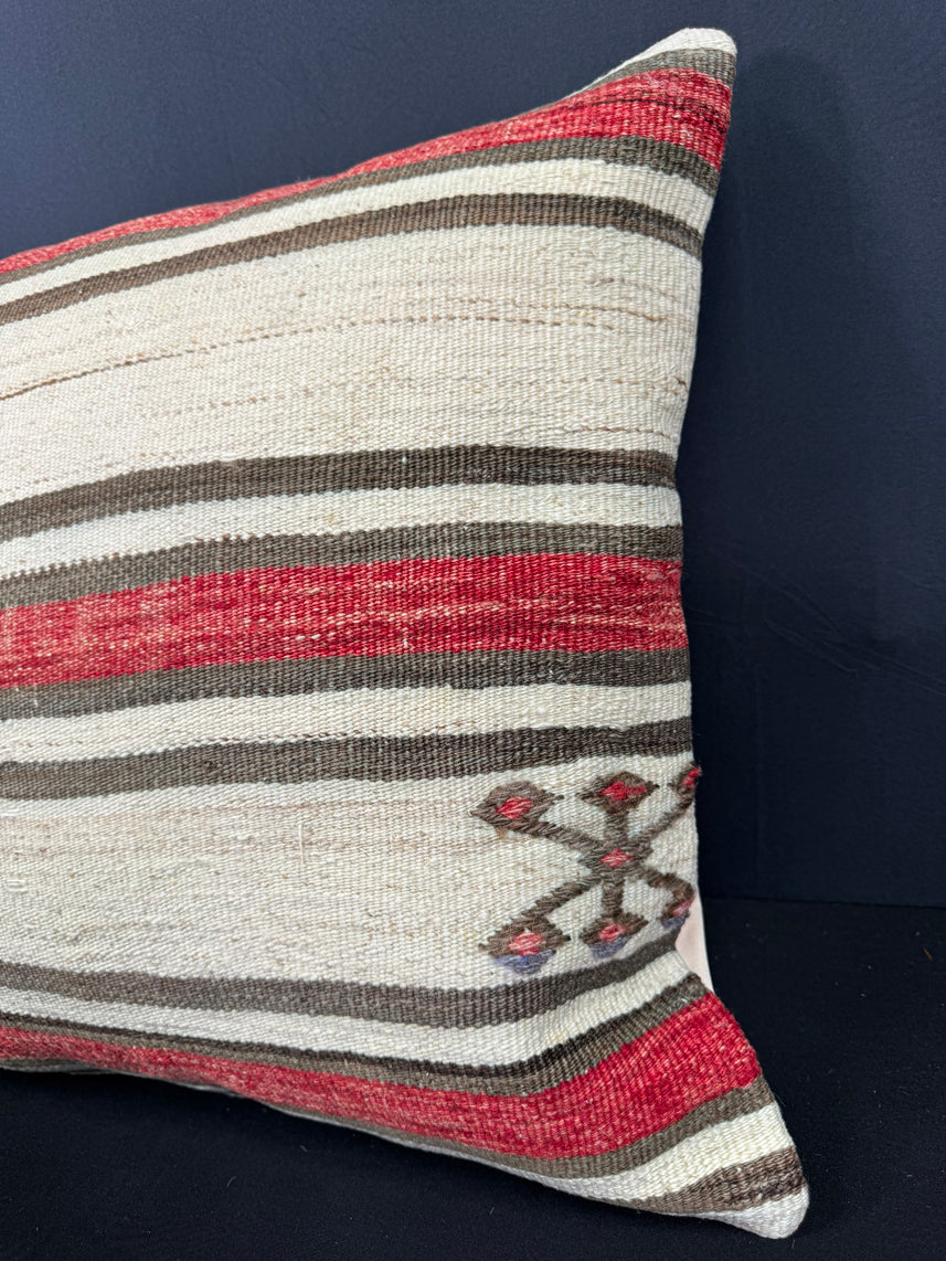 Turkish Hemp Pillow Cushion Natural Beige Red Cushion Cover 20x20 #30678