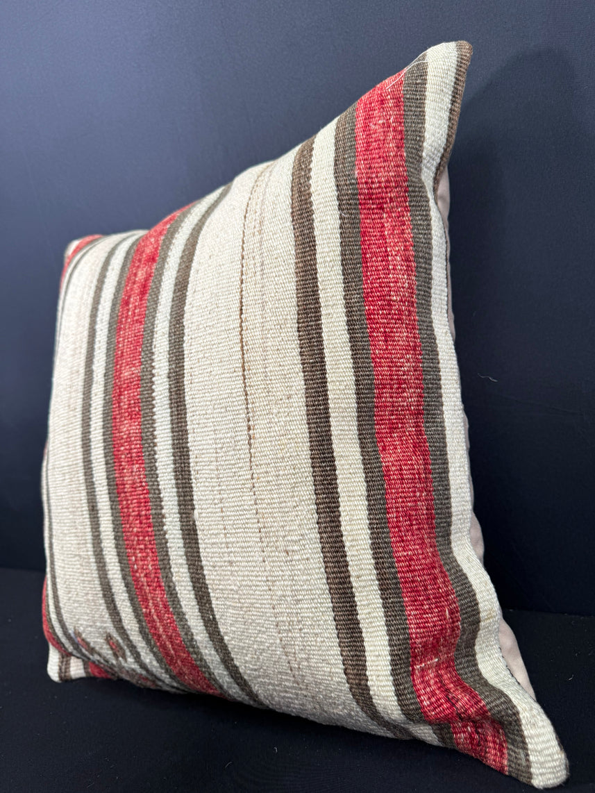 Turkish Hemp Pillow Cushion Natural Beige Red Cushion Cover 20x20 #30678