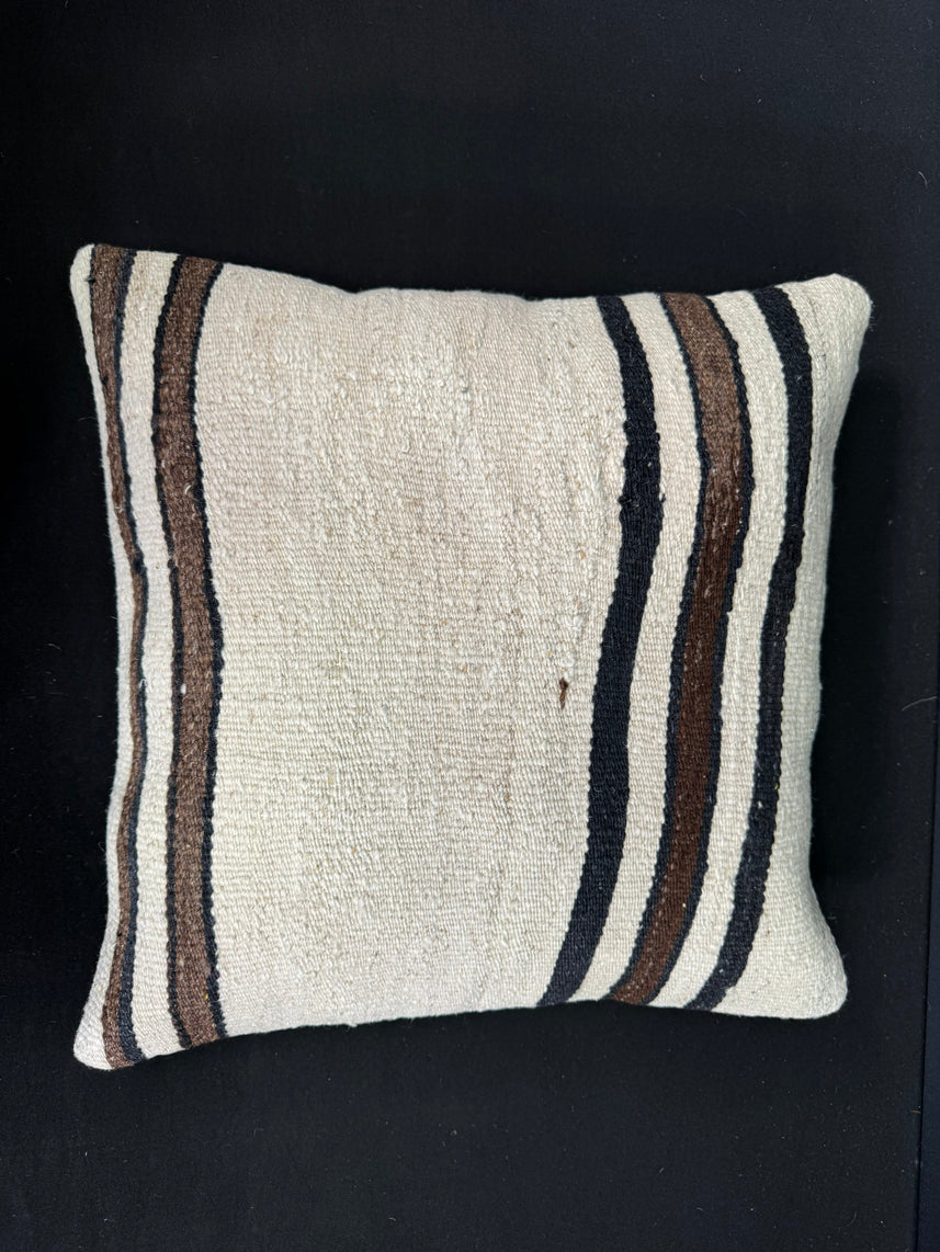Turkish Hemp Pillow Cushion Natural Beige Black Cushion Cover 20x20 #30601