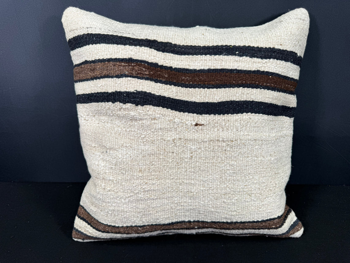 Turkish Hemp Pillow Cushion Natural Beige Black Cushion Cover 20x20 #30601