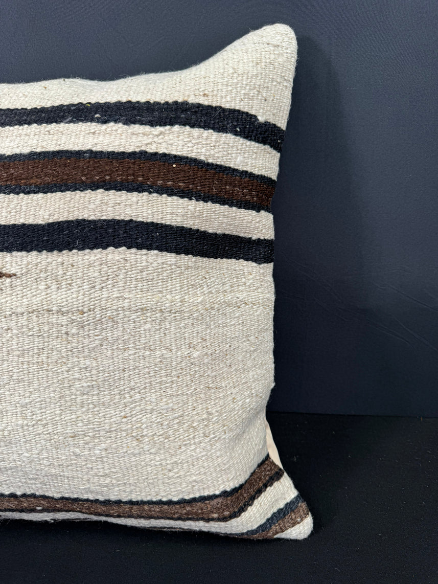 Turkish Hemp Pillow Cushion Natural Beige Black Cushion Cover 20x20 #30601