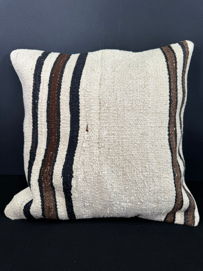 Turkish Hemp Pillow Cushion Natural Beige Black Cushion Cover 20x20 #30601