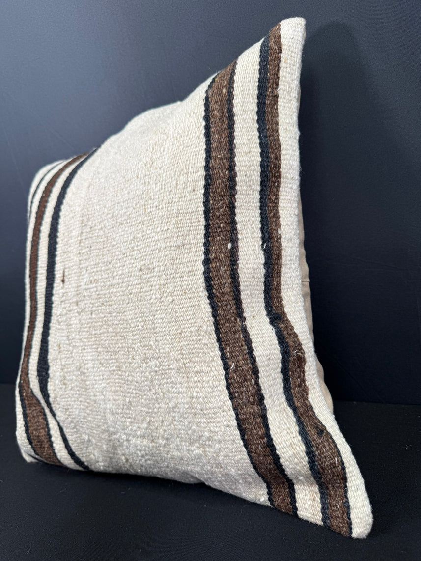 Turkish Hemp Pillow Cushion Natural Beige Black Cushion Cover 20x20 #30601
