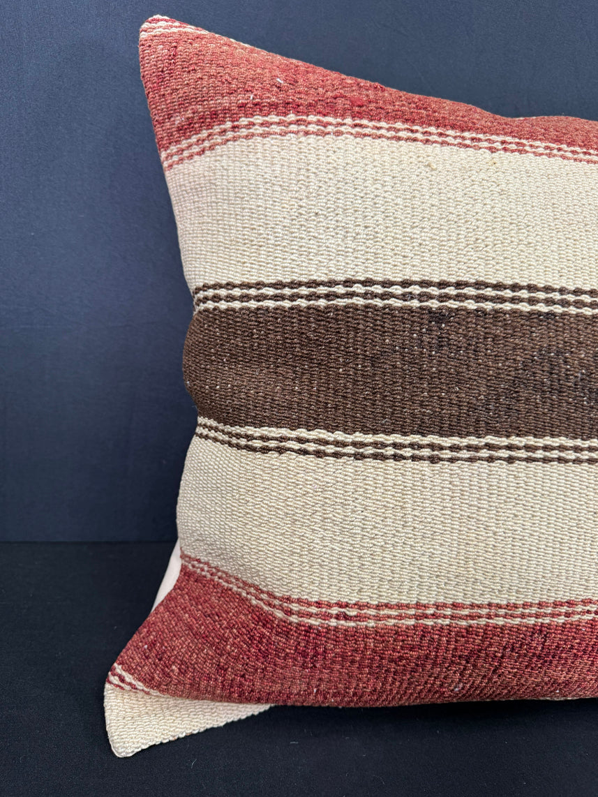 Turkish Hemp Pillow Cushion Natural Beige Red Cushion Cover 20x20 #30643