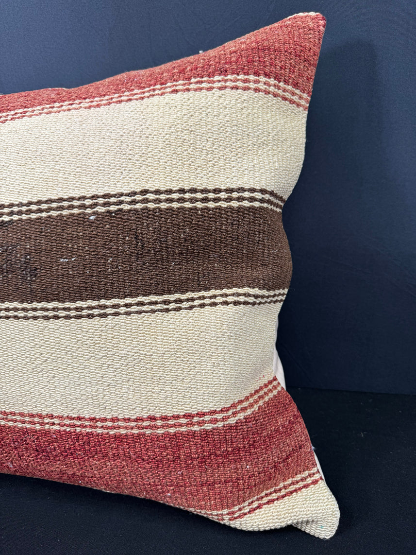Turkish Hemp Pillow Cushion Natural Beige Red Cushion Cover 20x20 #30643