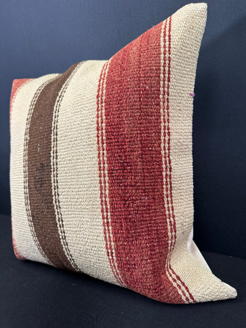 Turkish Hemp Pillow Cushion Natural Beige Red Cushion Cover 20x20 #30643